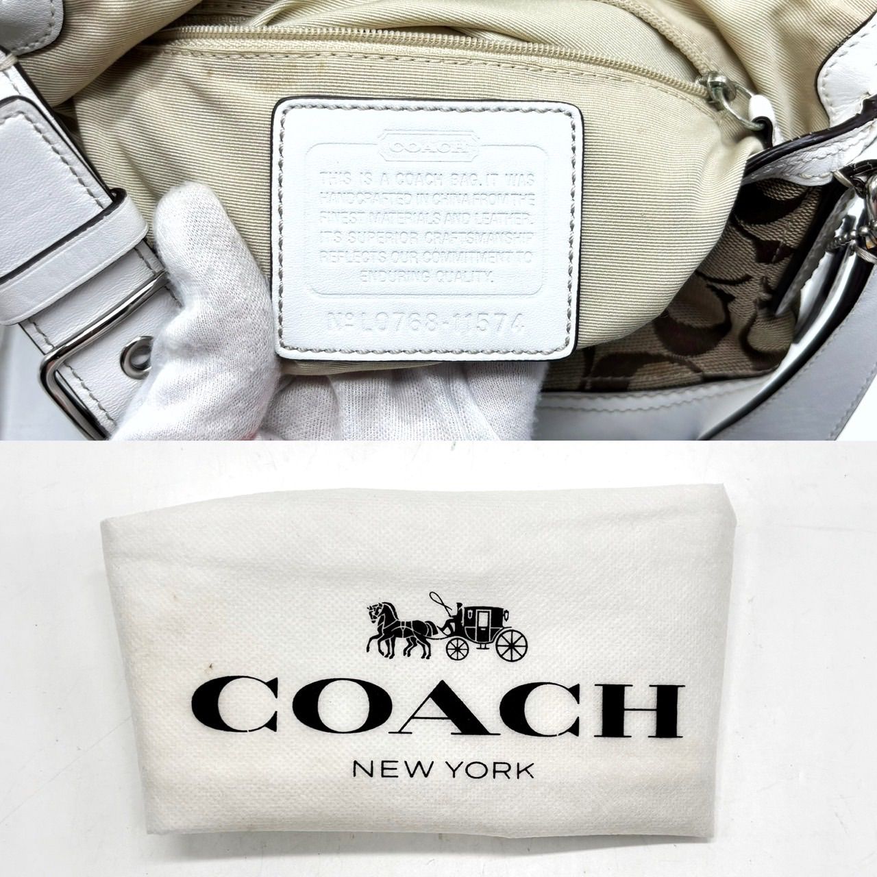 美品】 COACH Y2K soho turn lock signature canvas leather beige 