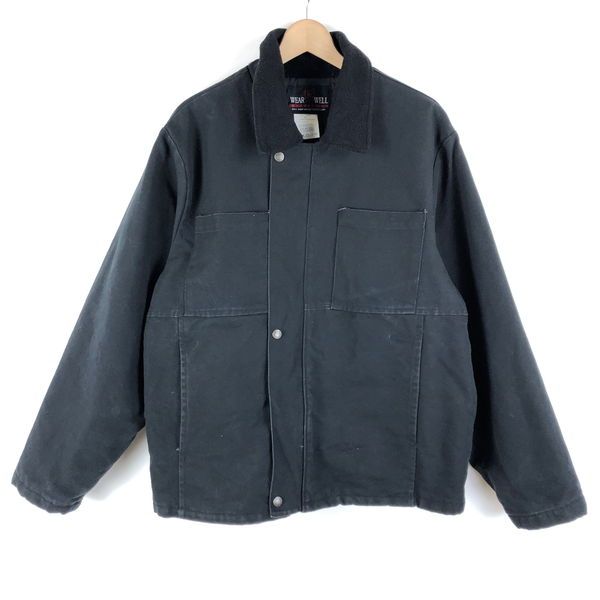 【古着】 ワークジャケット ダック生地 薄綿入り カナダ製 ブラック系 メンズL 【中古】 n057900