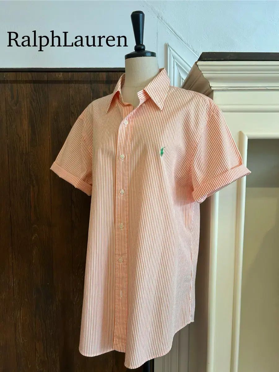 Ralph Lauren ラルフローレン オレンジ ストライプ 半袖シャツ
