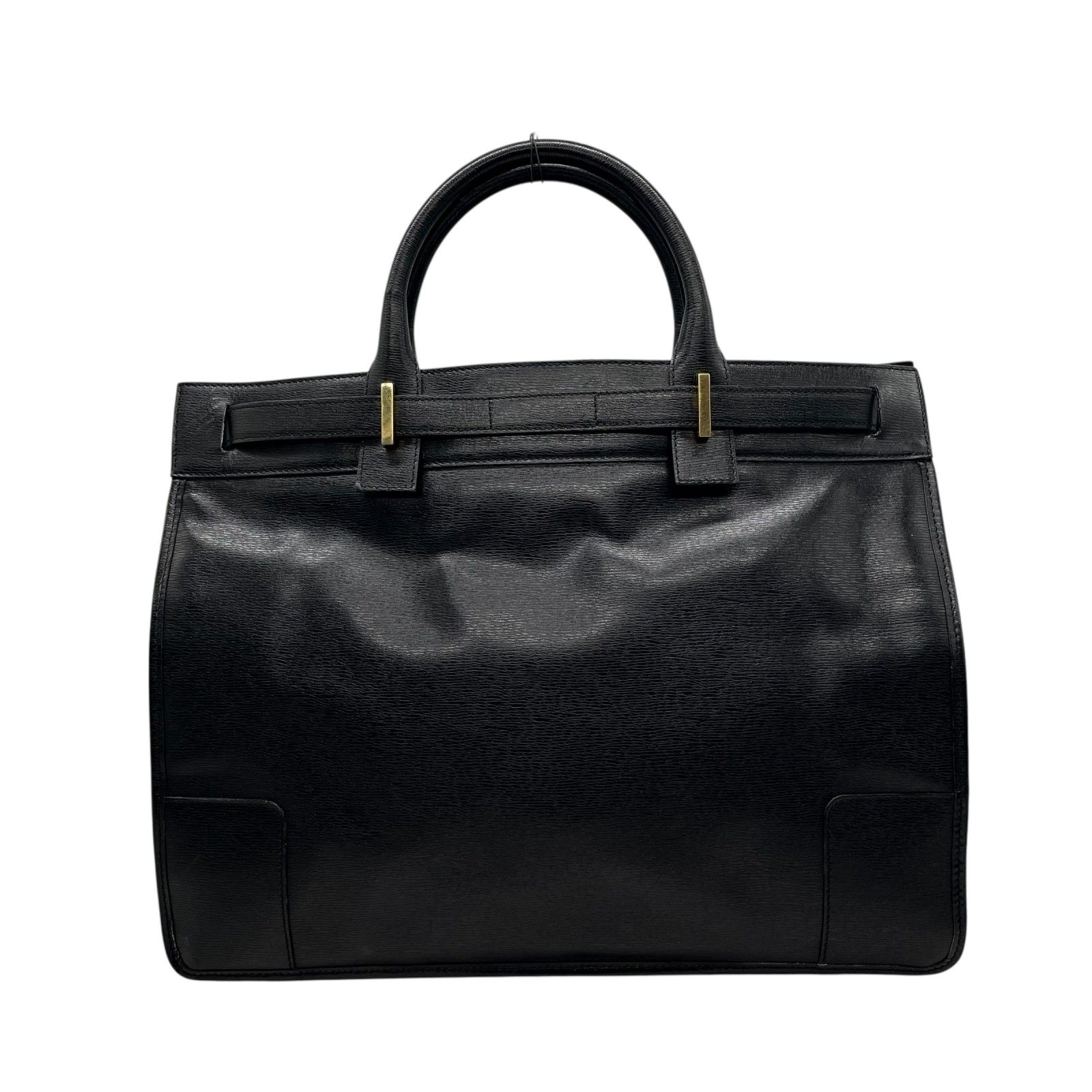 GUCCI ハンドバッグ ビジネスバッグ ゴールド金具 A4可能 本革 男女可能 美品 GUCCI グッチ レザー ビジネスバッグ ブラック ゴールド金具 A4
