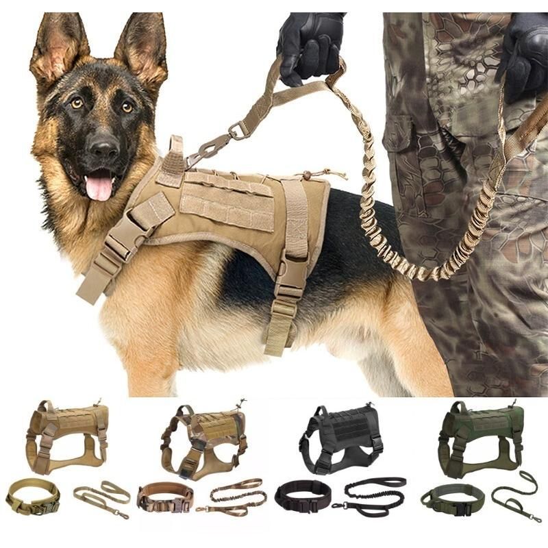 【高知インター店】 ハーネス ミリタリー 犬 首輪 ダブルハンドル 3点セット リード 首輪・ハーネス・リード