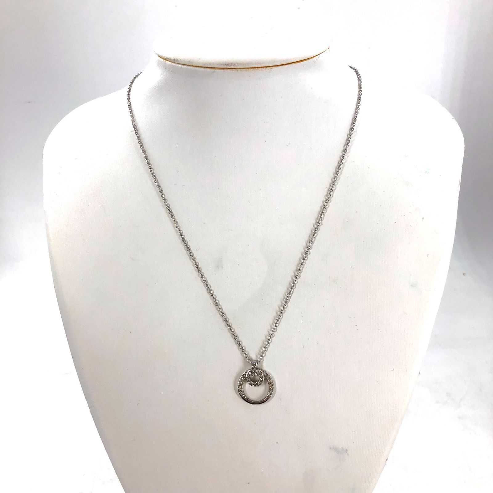 SWAROVSKI スワロフスキー ネックレス シルバー ダブルサークル ラインストーン シルバー レディース アクセサリー OE-705