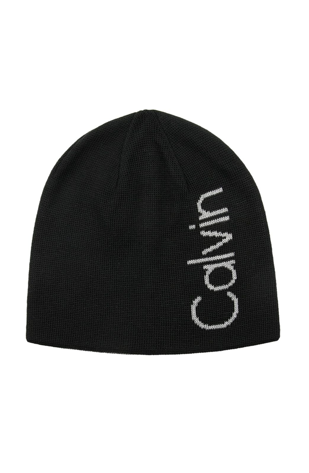 Calvin Klein メンズ リバーシブル ビーニー Black and Grey Logo One Size