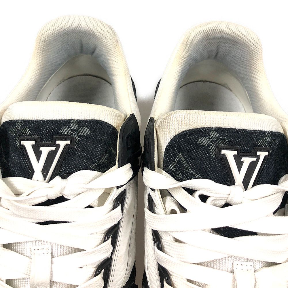 LOUIS VUITTON ルイ・ヴィトン LVトレイナーライン レザー×ファブリック スニーカー シューズ 白×黒 サイズ9=27.5~28cm  正規品 / 32831