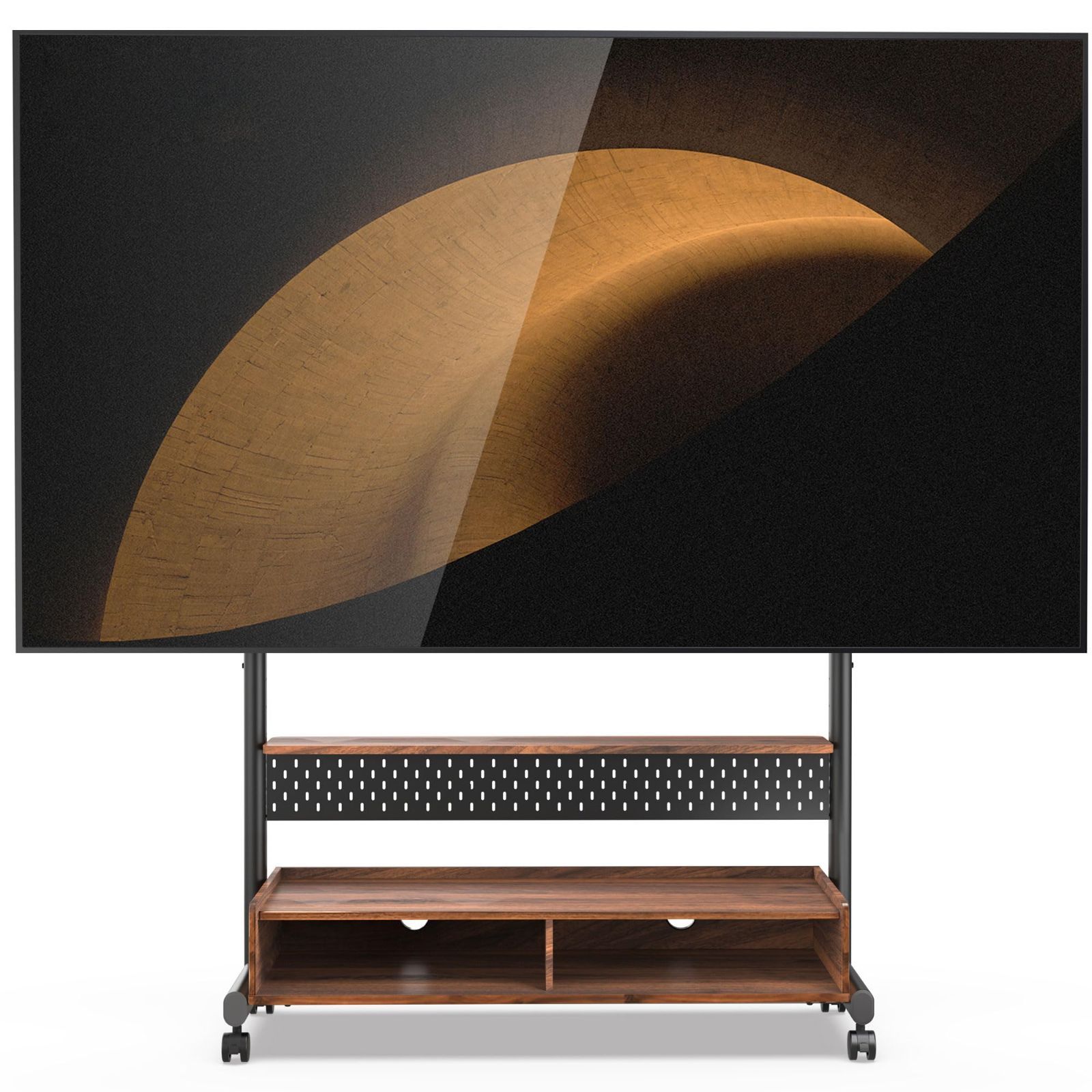 テレビスタンド Kシリーズ マウント付き 移動式 60～100インチ オーク 60～100インチ 移動式 大型テレビに対応 耐荷重80kg マウント付き 有孔