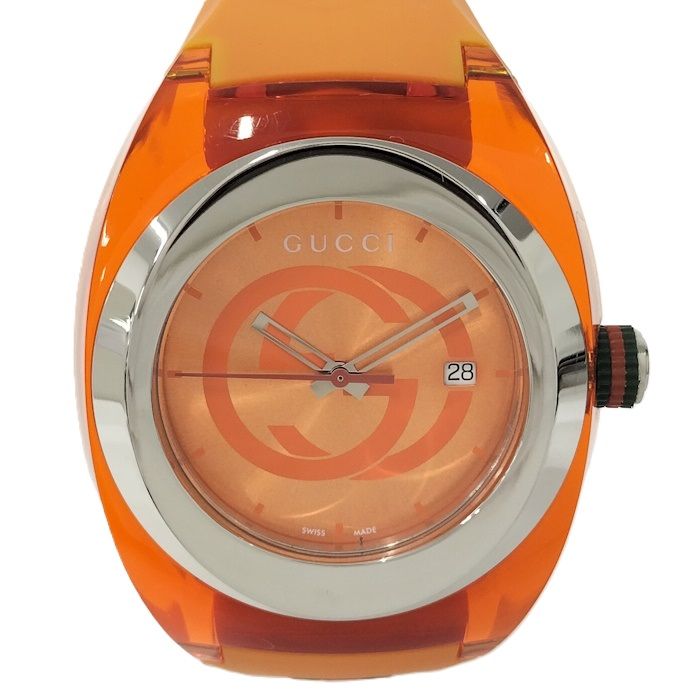 GUCCI SYNC シンク 腕時計 S|S ラバー クオーツ オレンジ 137.1 YA137311