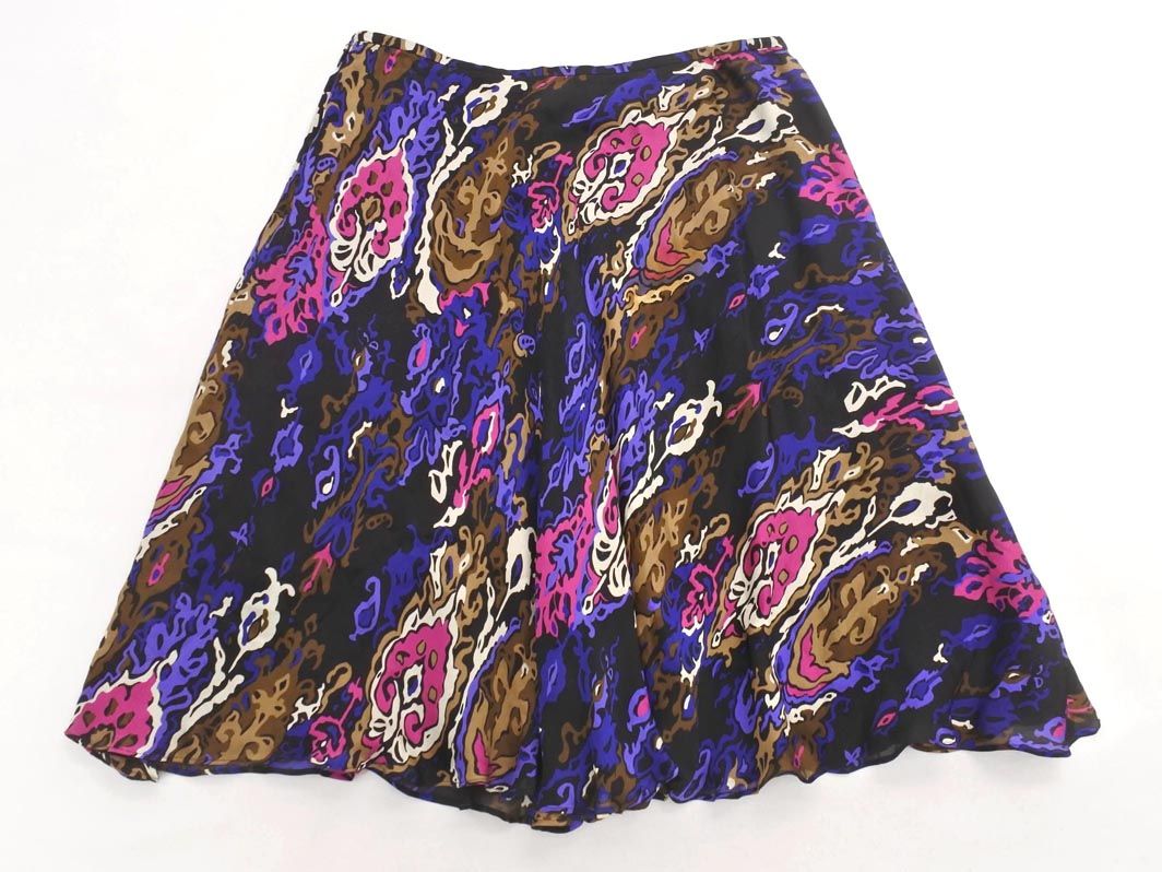 ESCADA エスカーダ シルク100% 総柄 スカート size36/黒