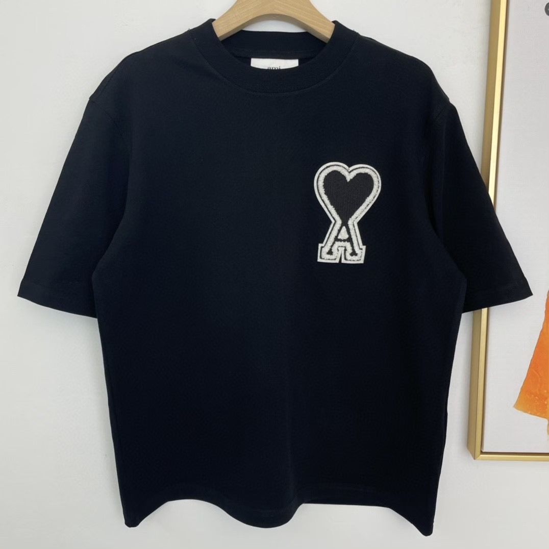 AMI PARIS アミパリス ブラック ハート刺繍 Tシャツ XL