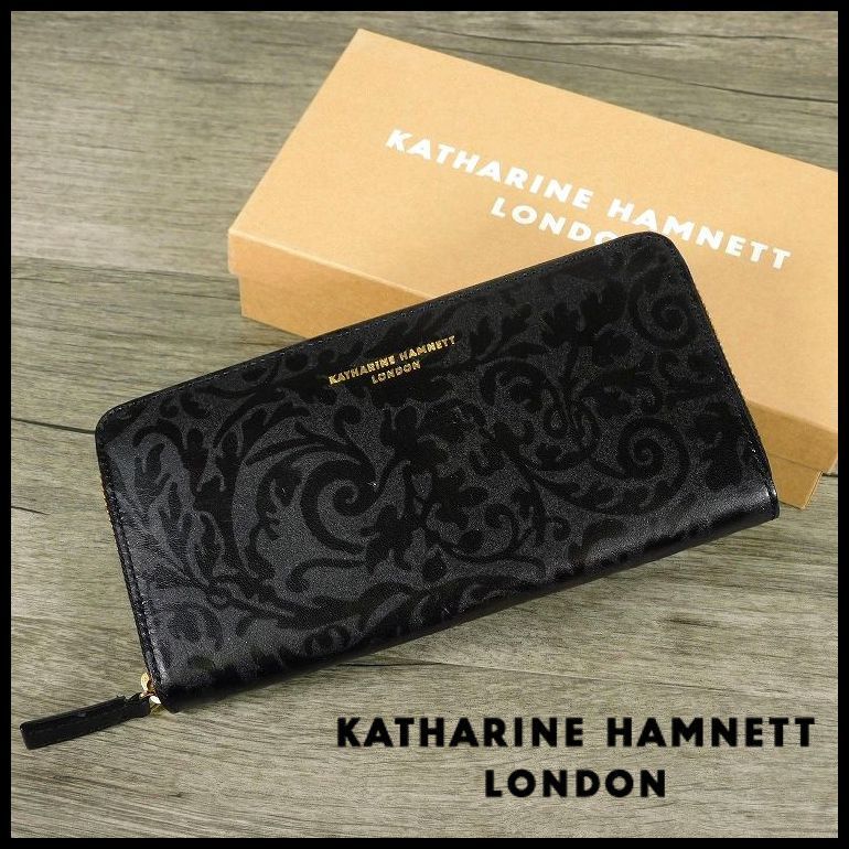 KATHARIN  HAMNETT    財布　　新品未使用　牛革 KATHARINE HAMNETT 長財布 ラウンドファスナータイプ束入れ 小銭