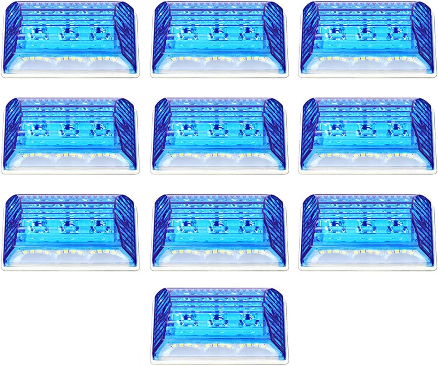 送料無料 迅速発送 (エスネット) 24V 車 用 24LED トラック サイドマーカー アンダーライト 付 5個 10個 セット 防水 105mm×87mm×35mm SN-212-N1 ハーネス ステー ヒューズ (ブルー10)