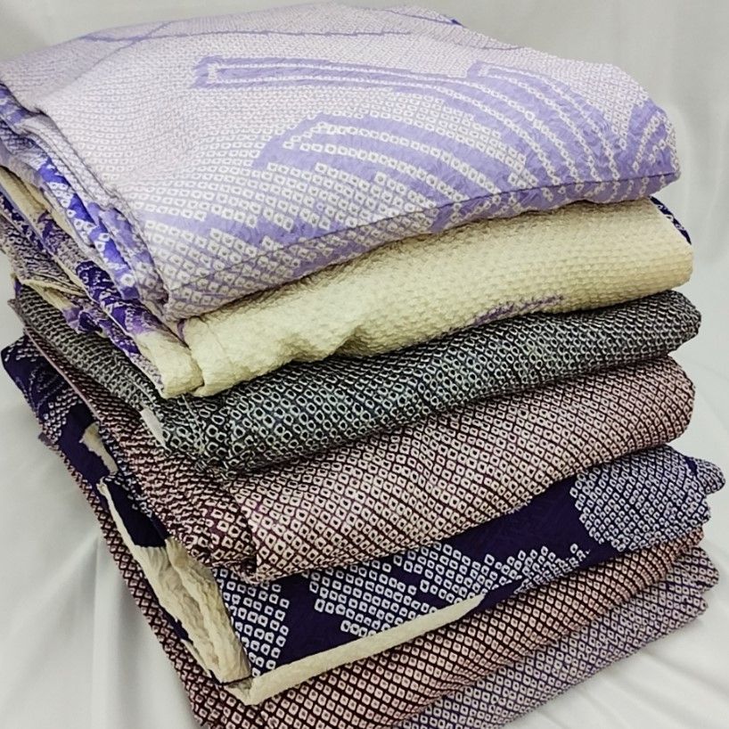 SBR0142 紫系絞り 着物＆羽織 お得な7点セット まとめ売り