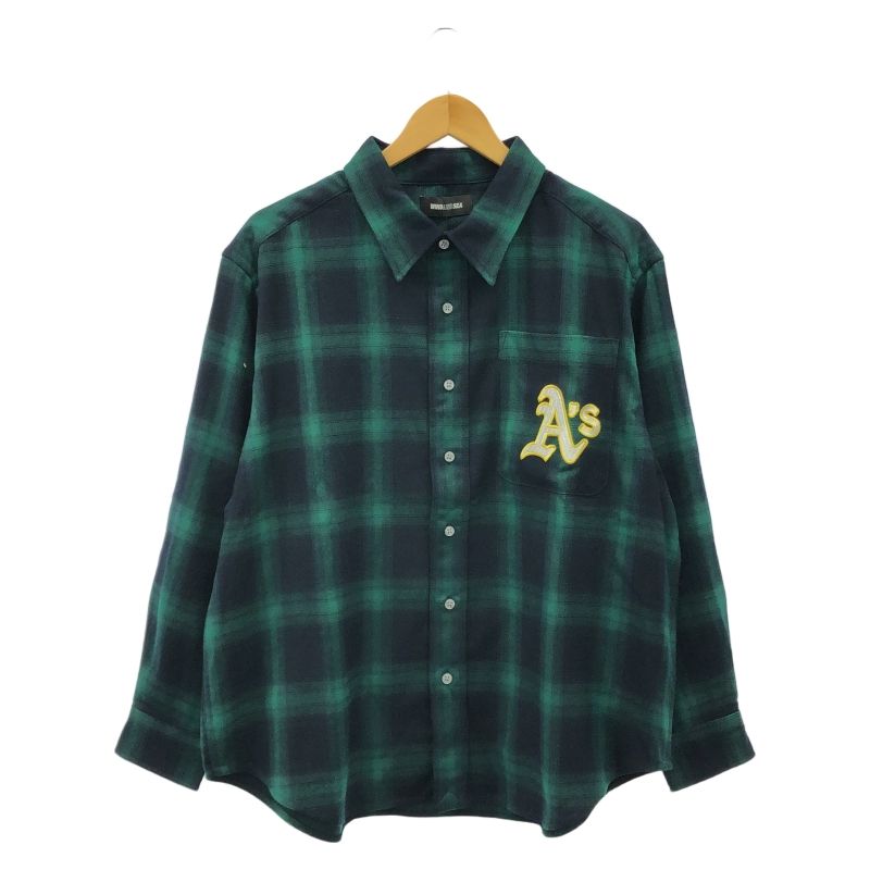 WIND AND SEA × MLB チェックシャツ M グリーン ウィンダンシー メジャーリーグベースボール 10