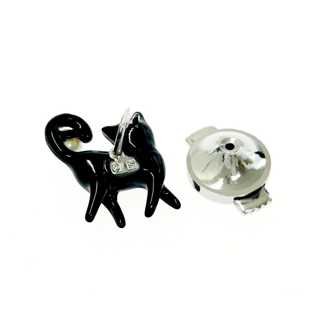TASAKI 猫型シルバー925 ブローチ パール付き 中古】TASAKI タサキ シルバー パール 黒猫 ピンブローチ 3.7g