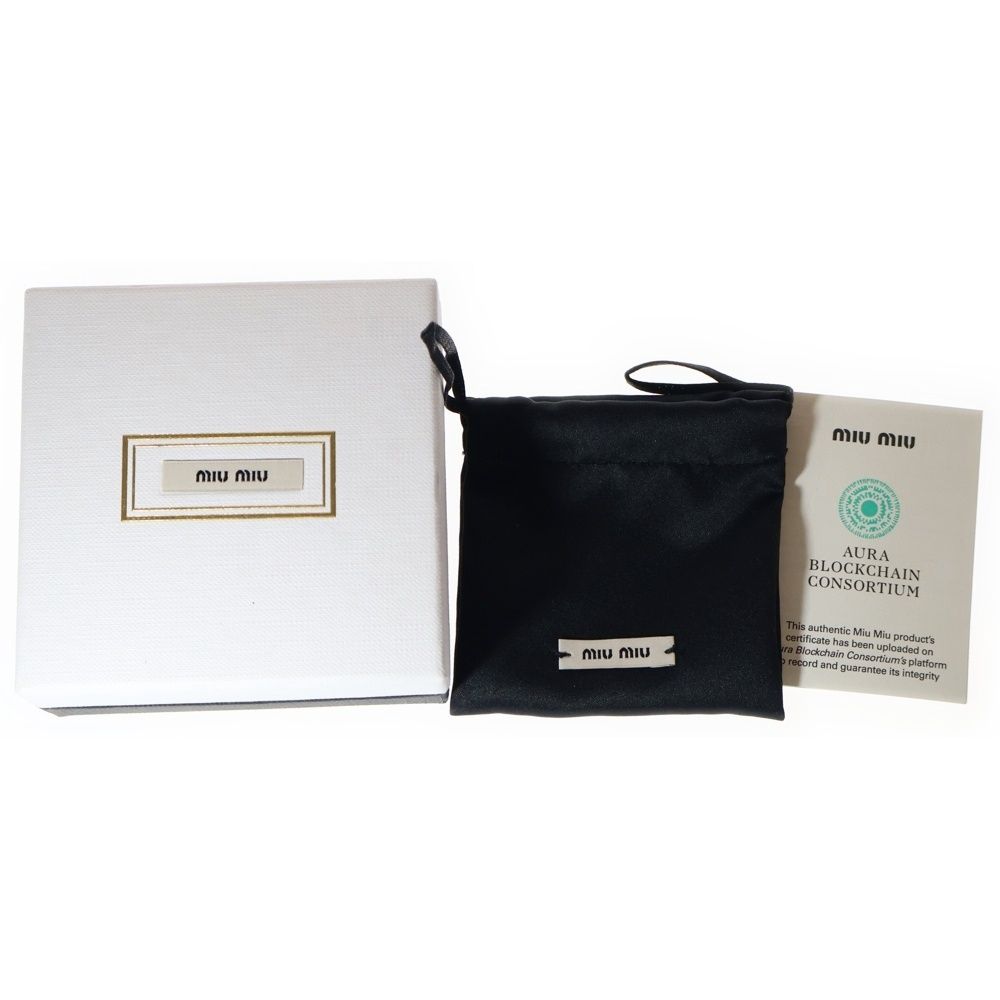 ミュウミュウ ラインストーン付ロゴバレッタ