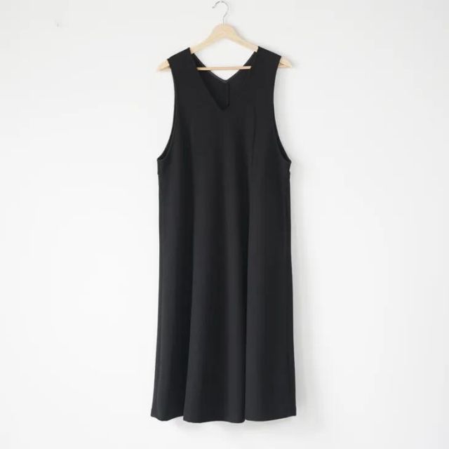 MK・b エムケービー メランジ起毛ニットVネックジャンパースカート ブラック size 40 ジャンスカ ワンピース