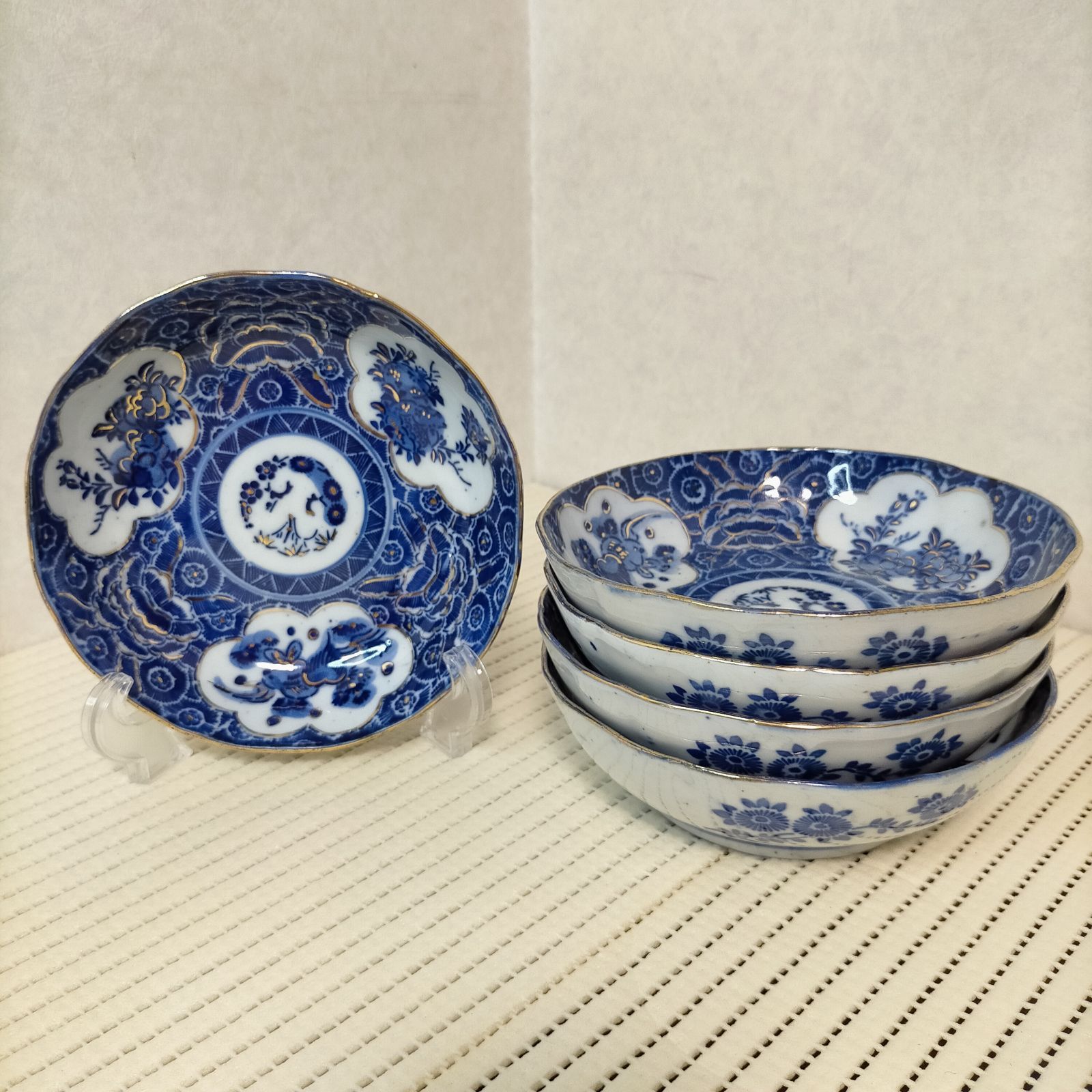 伊万里焼】印判皿 5枚セット なます皿 金彩 骨董 和食器 古伊万里風 