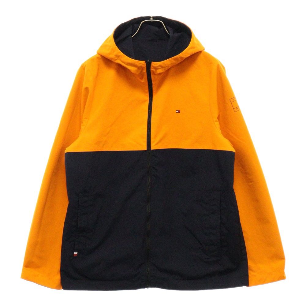 TOMMY HILFIGER (トミーヒルフィガー) フロントロゴ リバーシブル フーデッド ナイロン ジャケット ネイビー/オレンジ 78J5242