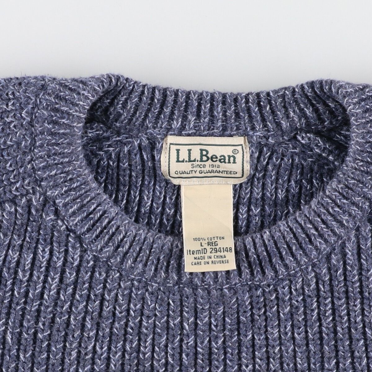 古着 エルエルビーン L.L.Bean リブ編み コットンニットセーター 