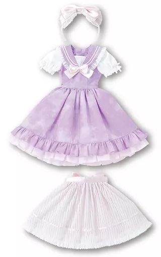 ドール 1 3 45cm用 スウィートセーラーワンピースセット ラベンダー×ピンクリボン
