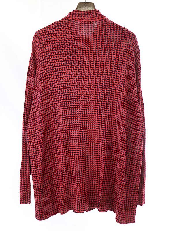 BALENCIAGA バレンシアガ 19AW オーバーサイズ ハウンドトゥースニットシャツ レッド XS 594718 T2105 BALENCIAGA バレンシアガ 19AW オーバーサイズ ハウンドトゥースニット