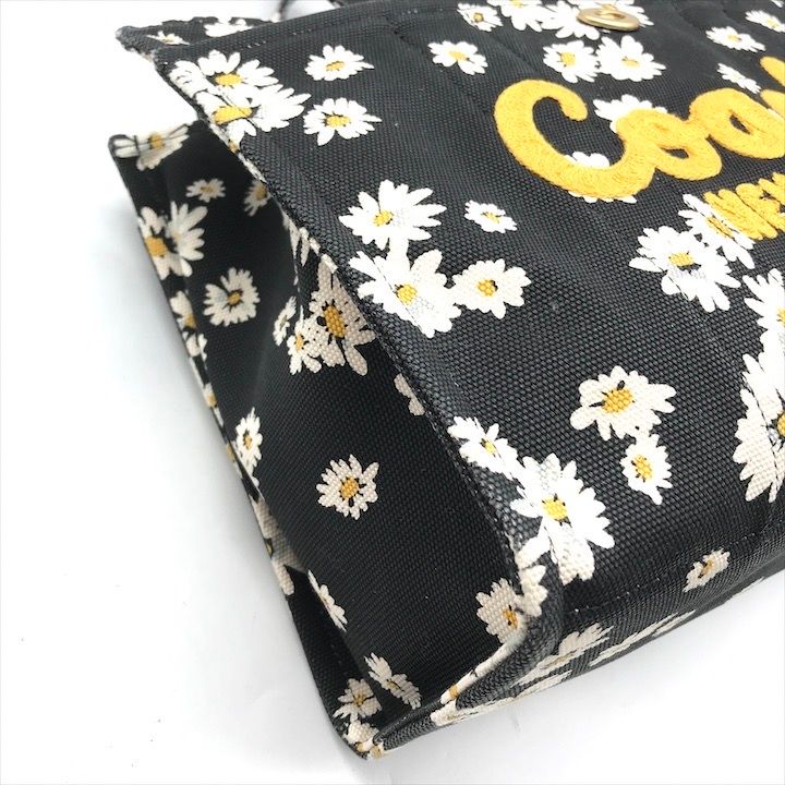 良品 COACH コーチ 2WAY 花柄 刺繍 キャンバス ターンロック ハンド 