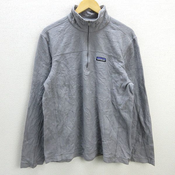  P■パタゴニア/PATAGONIA マイクロD プルオーバー フリース ロゴ ハーフジップ/薄手 26175【L】灰/MENS/195【中古】