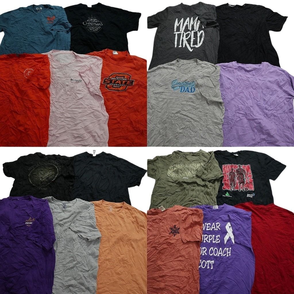 古着卸 まとめ売り カラーmix プリント 半袖Tシャツ 19枚セット (メンズ XL ) ワンポイントロゴ 無地系 カジュアル系 MT7963