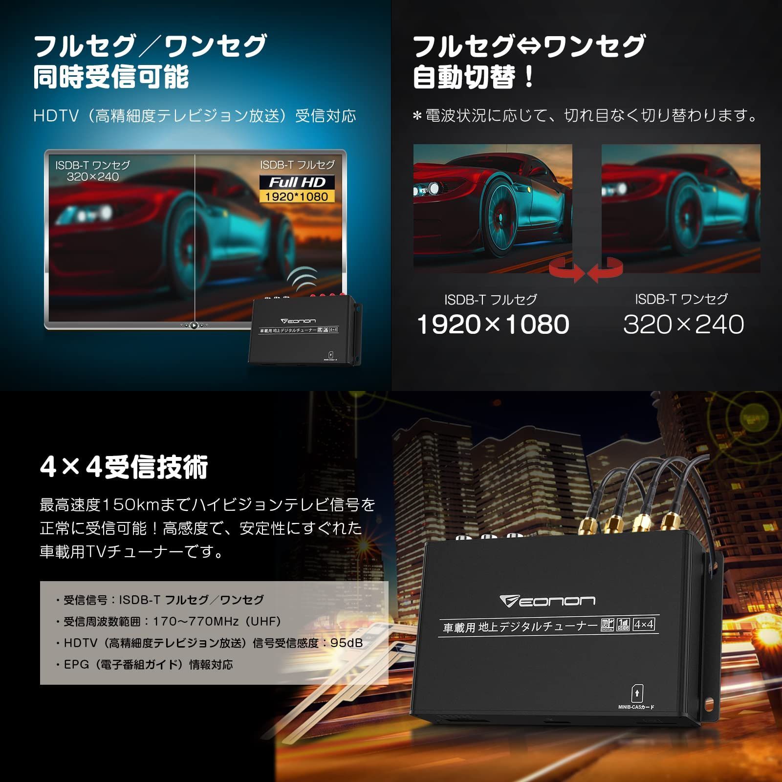 A「FAK4X4TUNER」NISSAN交換用 180SX 高精細度 地デジチューナー FAKRA