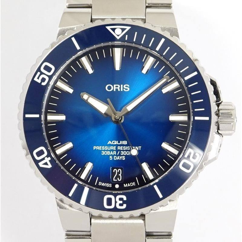 ORIS オリス アクイスデイト キャリバー400 メンズ ブルー文字盤 自動巻き 01 400 7763 4135 中古美品 - メルカリ