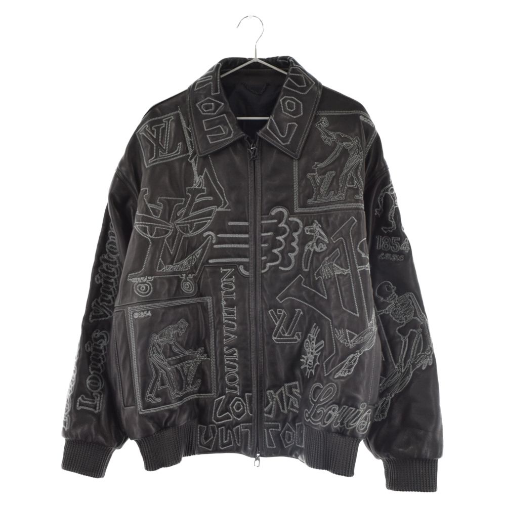 LOUIS VUITTON (ルイヴィトン) 21AW Embroidered Leather Bomber Jacket エンブロイダリー レザー  ボンバージャケット ブラック RM212 ZCZ HLL83E - メルカリ