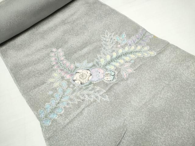 平和屋着物●越後十日町の一流染匠 桐屋 翠山工房 徳永憲峯 付下げ 解き反物 着尺 八掛付き 辻が花 銀通し地 DAAW7646zzz