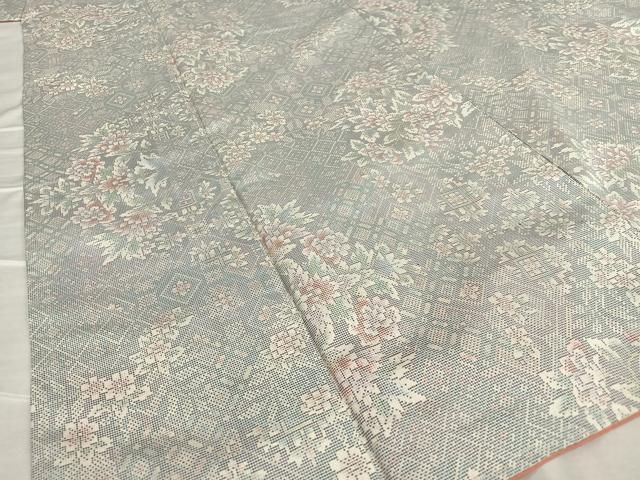 平和屋着物●本場大島紬　白大島　9マルキ　更紗花文　正絹　逸品　AAAT0614zg 平和屋着物○本場大島紬 白大島 9マルキ 更紗花文 正絹 逸品