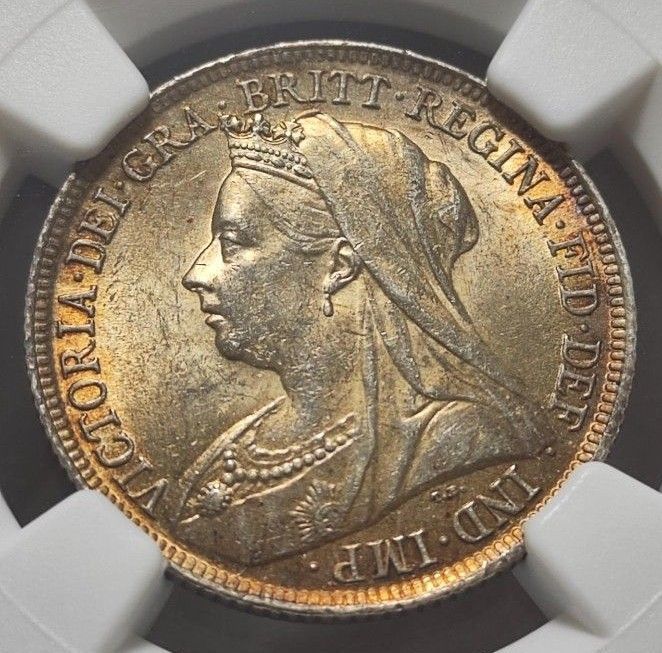 トーン出現 】NGC 1899 イギリス 1シリング銀貨 ヴィクトリア女王 MS62