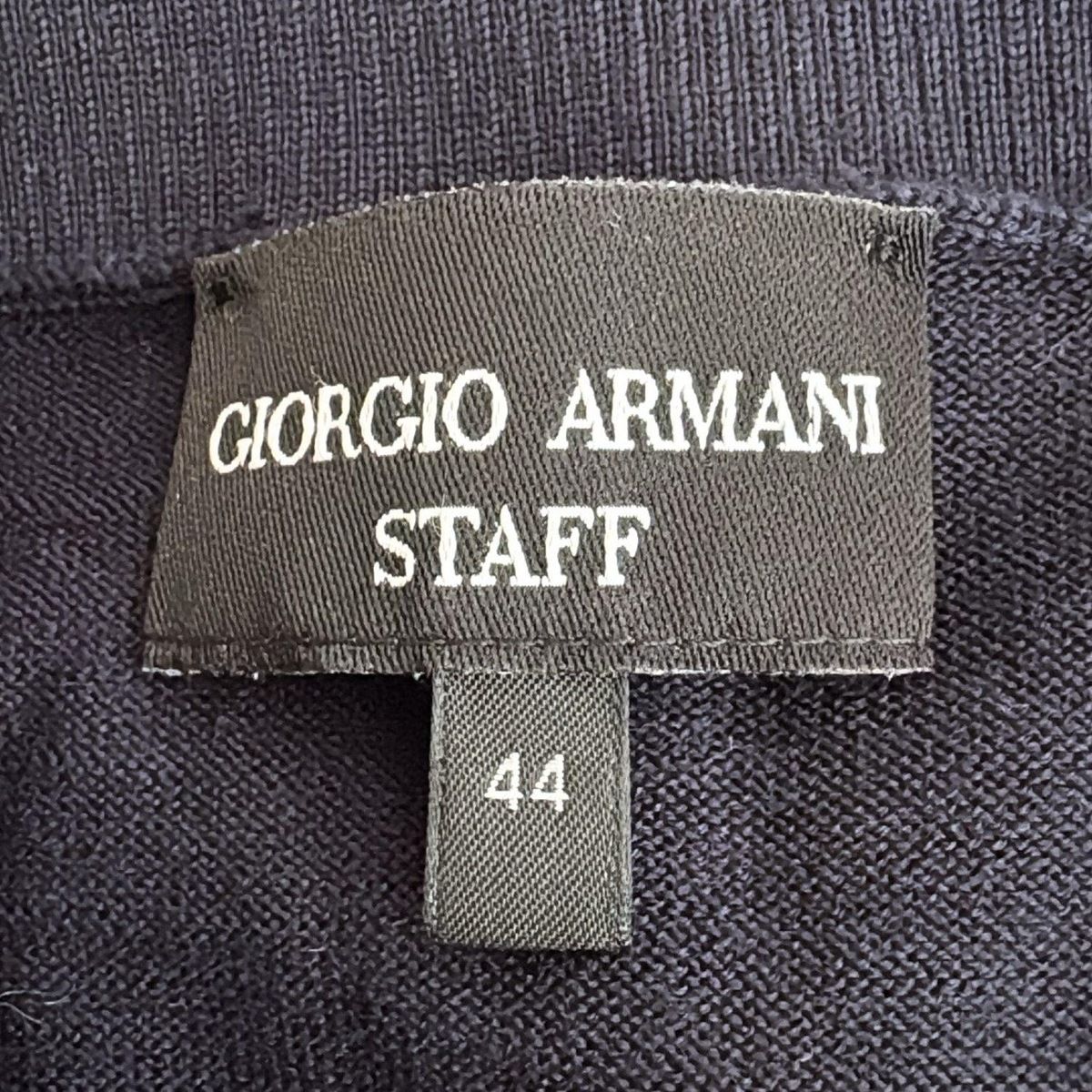 GIORGIO ARMANI - GIORGIOARMANI(ジョルジオアルマーニ) 半袖セーター サイズ44 L レディース美品  - ダークネイビー クルーネック/STAFF GIORGIO ARMANI - GIORGIOARMANI(ジョルジオアルマーニ) 半袖