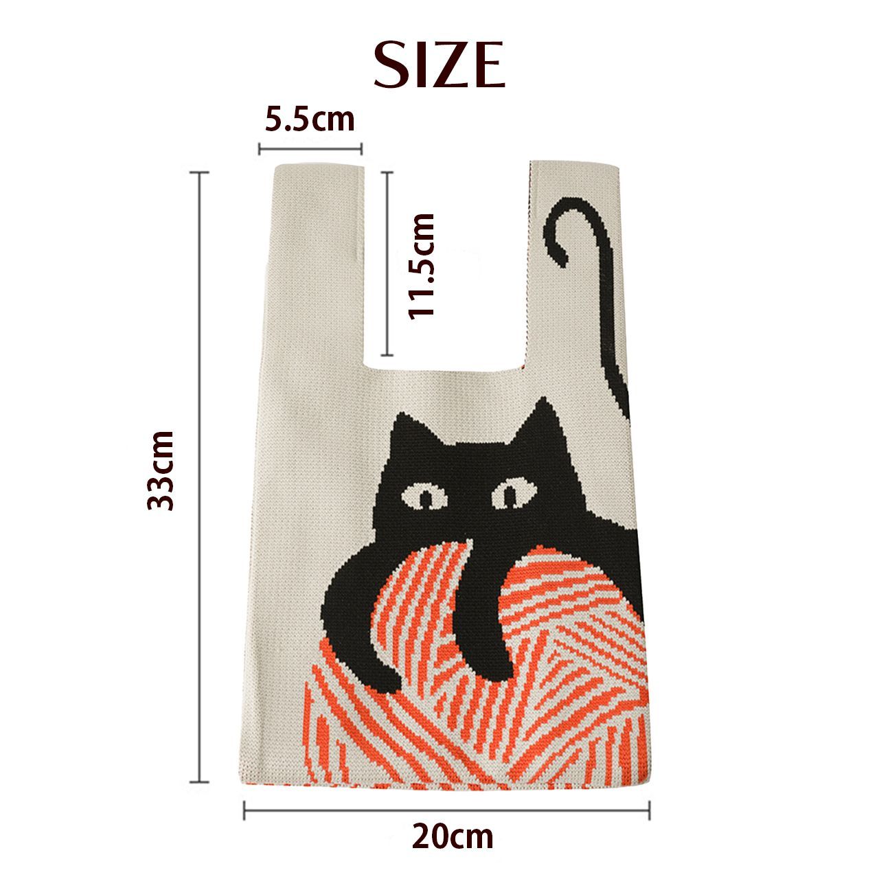 猫柄 ニットバッグ クロシェ編み ミニトート トートバッグ ランチトート かわいい 黒猫 ねこ 猫 バッグ お弁当 ランチボックス 猫グッズ 猫雑貨 猫好き プレゼント ギフト【168】