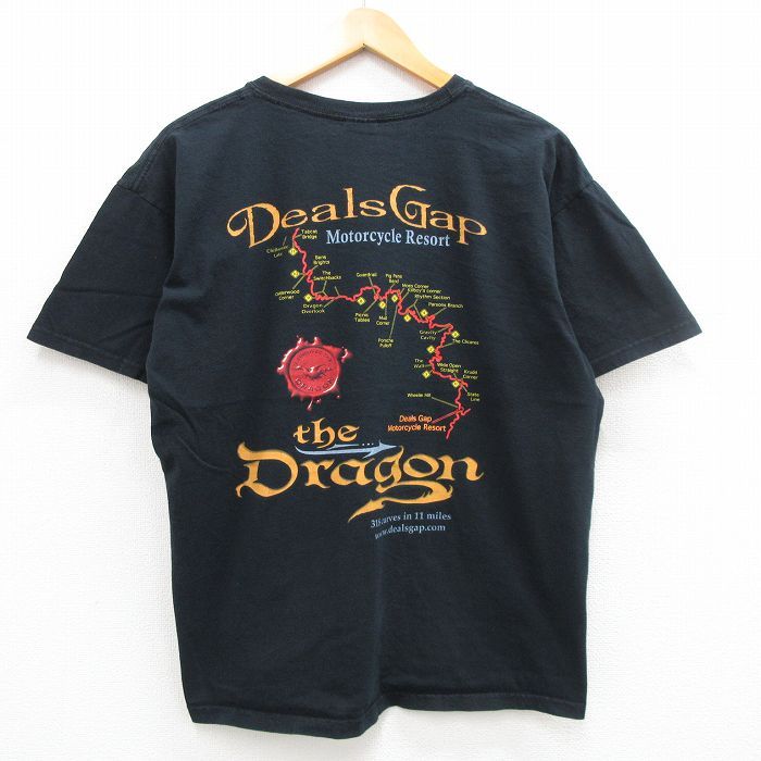 XL/古着 半袖 ビンテージ Tシャツ メンズ 00s Deals Gap コットン クルーネック 黒 ブラック 24may25 中古