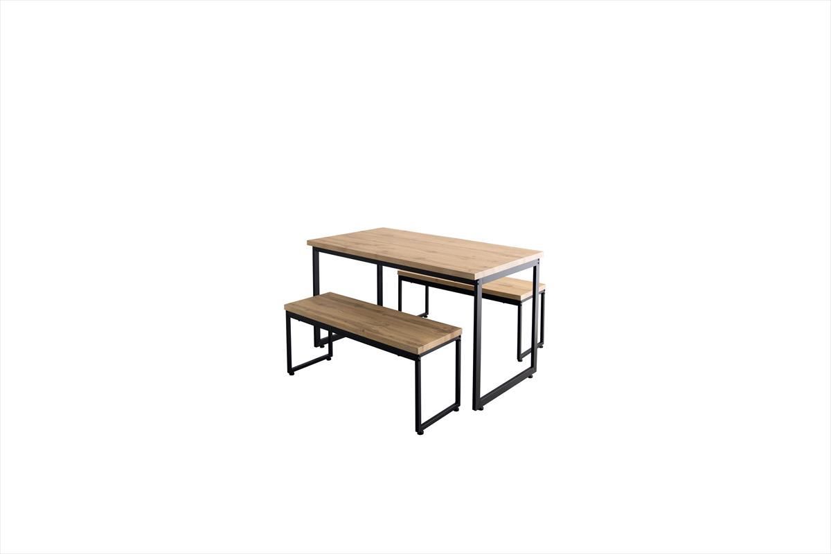 3点セット】Moku 幅130cmダイニングテーブル+ダイニングベンチ2セット
