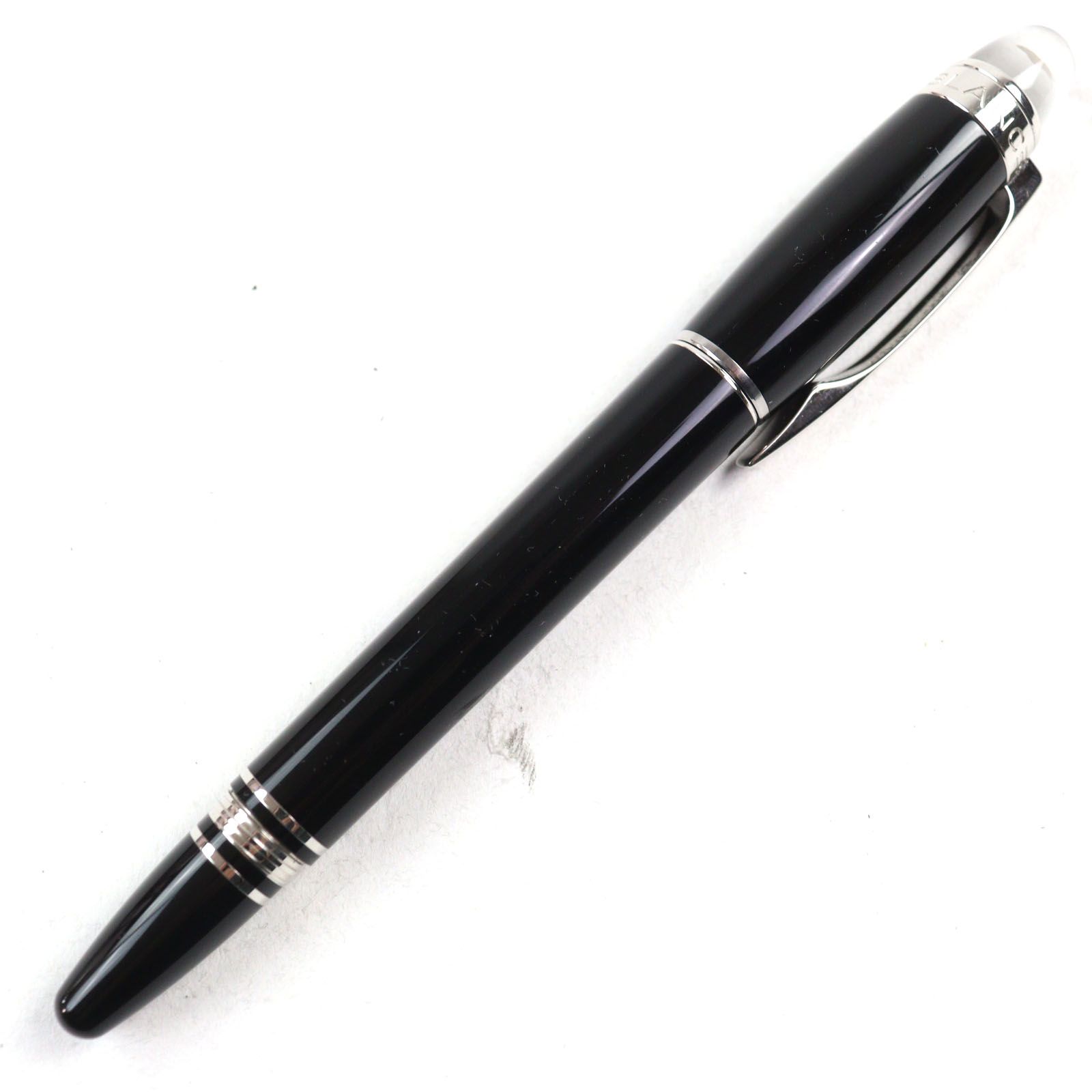 良品○MONTBLANC モンブラン スターウォーカー メタル ロゴ刻印 ホワイトスター キャップ式 ファインライナー ブラック シルバー ドイツ製 筆記確認済み 良品○MONTBLANC モンブラン スターウォーカー メタル ロゴ刻印