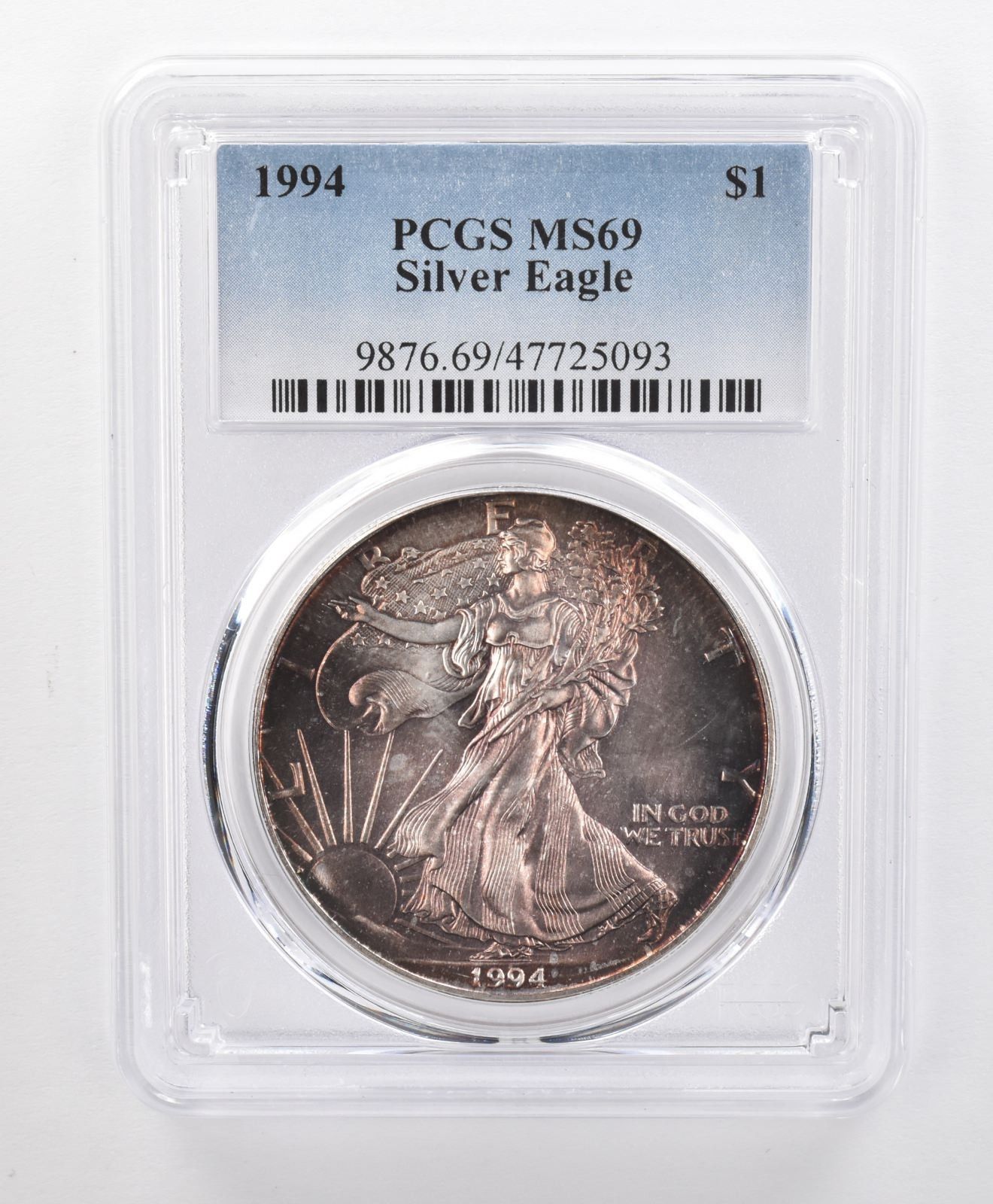 MS69 1994年 アメリカンシルバーイーグル PCGS 深紫色の色調