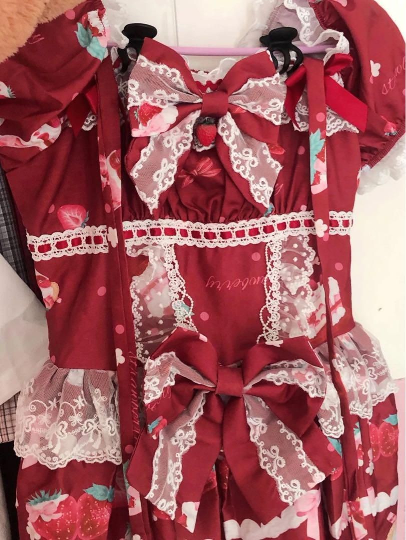 苺パフェ】イチゴ ロリータドレス リボン 可愛い ゴスロリ 森