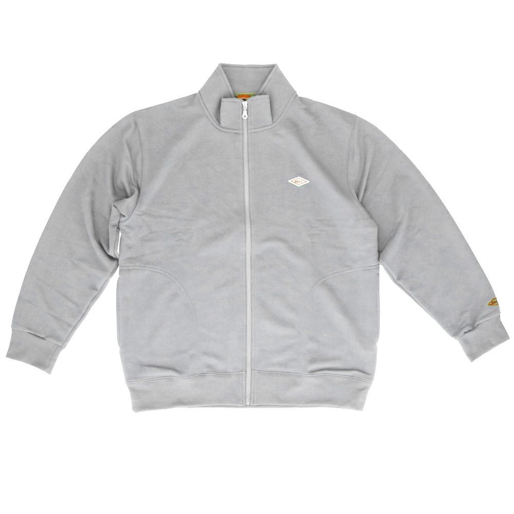 TOP/GREY  Lサイズ  BALL 裏毛 ワッペン付きスタンドジャケット BALL ジャケット ボール 64532 裏毛 ワッペン付きスタンドジャケット ブルゾン カジュアルジャケット ジャンパー メンズ ブランド 無