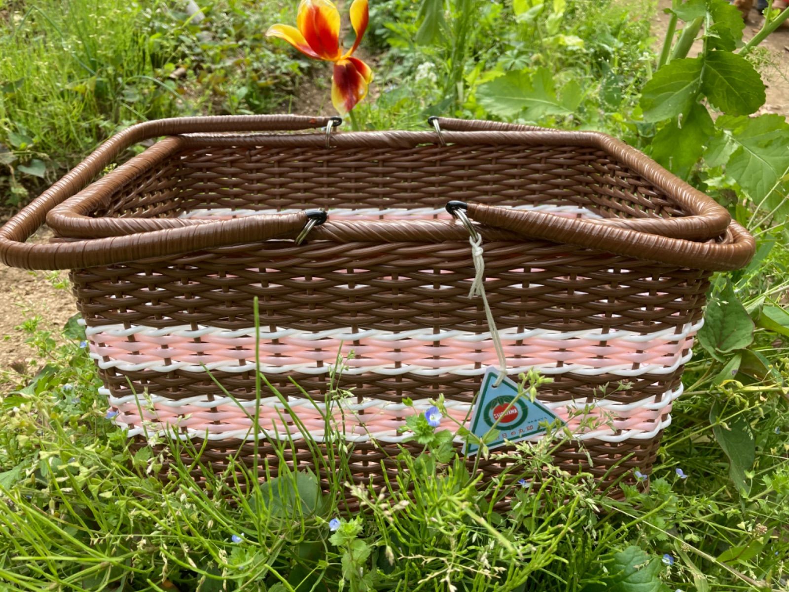 篭バック カノン、グリーン(シバヤマさんの手作りカゴ)昭和レトロ