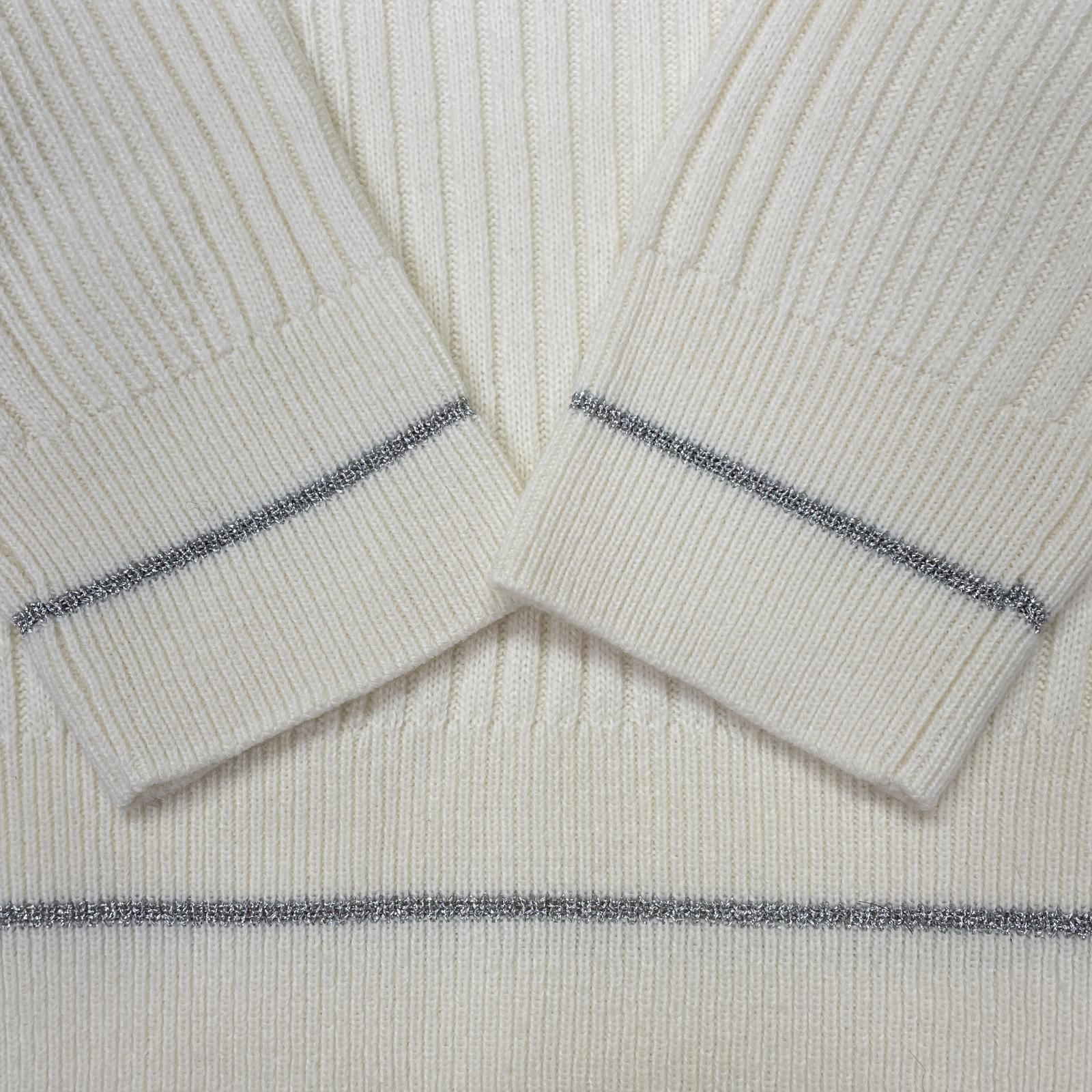 レディース キャロウェイ Callaway セーター L 白 クリーム色 ハイネック リブ編み LLC-HASEGAWATOSO_COM