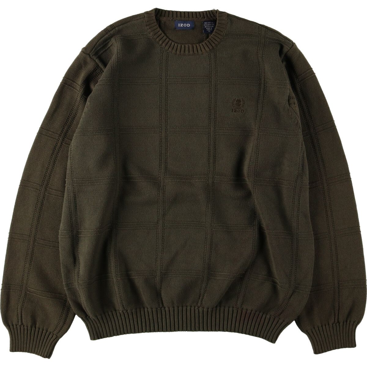 古着 IZOD チェック柄コットンニットセーター メンズXL/eaa371558