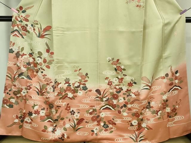 平和屋着物■極上　十日町老舗ブランド　吉澤友禅　吾妻徳穂　訪問着　駒刺繍　吉祥花文　暈し染め　金彩　逸品　DZAA7921kh5 平和屋着物□極上 十日町老舗ブランド 吉澤友禅 吾妻徳穂 訪問着 駒