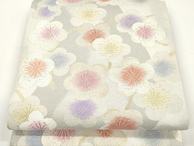 平和屋着物●六通柄袋帯　唐織　枝梅文　金糸　正絹　逸品　未使用　CAAX0786yk 平和屋着物○六通柄袋帯 唐織 枝梅文 金糸 正絹 逸品 未使用