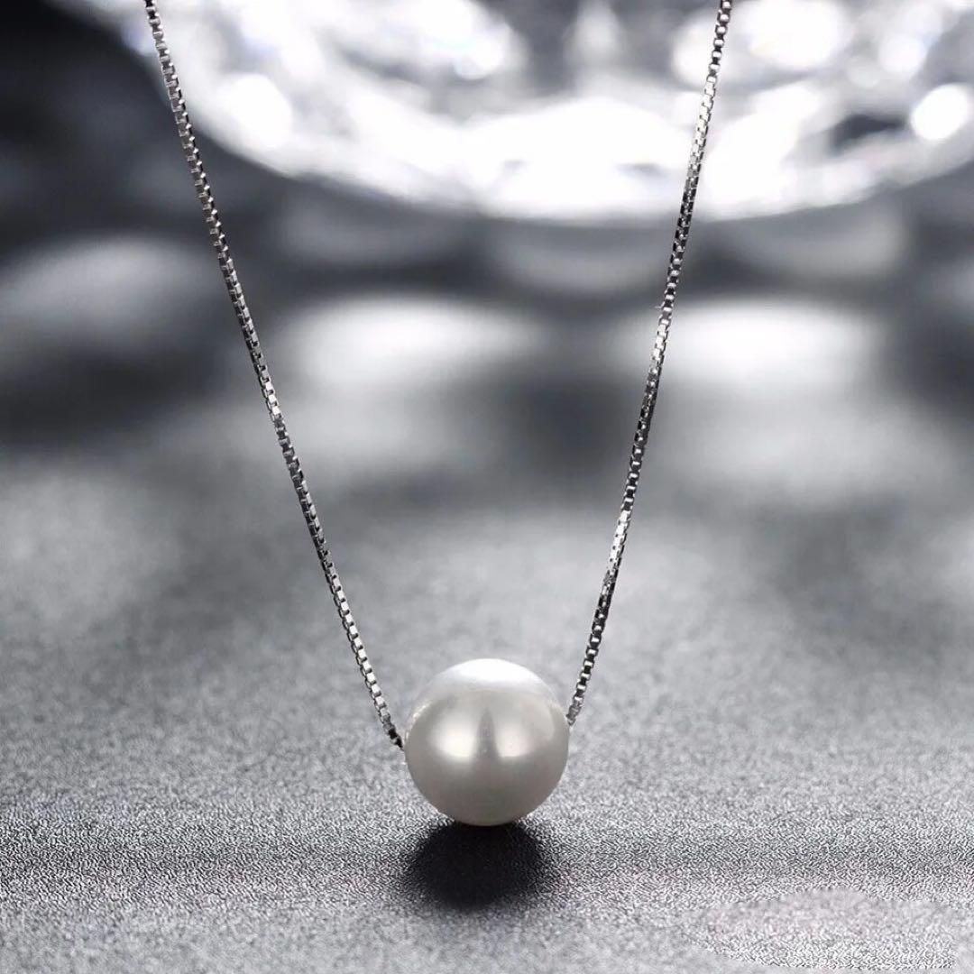 503【シルバー925】パール 10mm 一粒 ネックレス 上品 華奢 大人 女性 