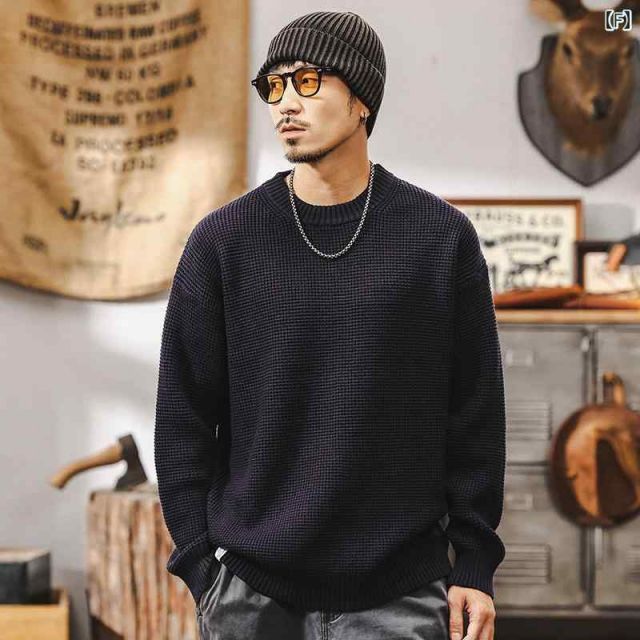 2 XL 春 コーデ メンズ 用 服 シンプル ファッション オシャレ 大人 かっこいい 大きいサイズ ストリート 紳士服 アメリカン レトロ セーター アウトドア風 ベージュ系