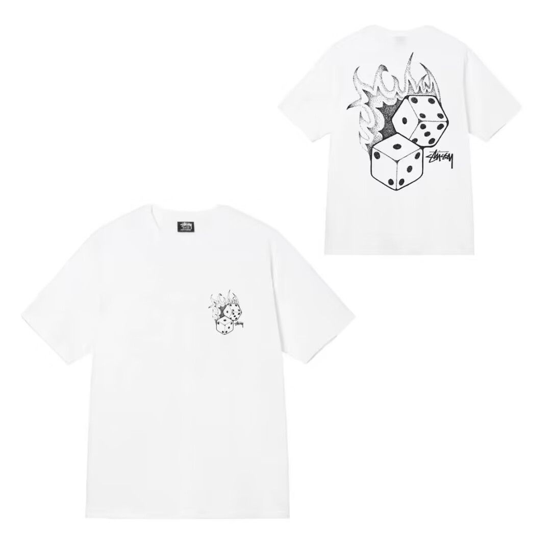 ステューシーSTUSSY ダイス ファイヤー サイコロ Tシャツ 半袖 ロゴＴ トップス Stussy Fire Dice Heavyweight T- shirt black White - メルカリ