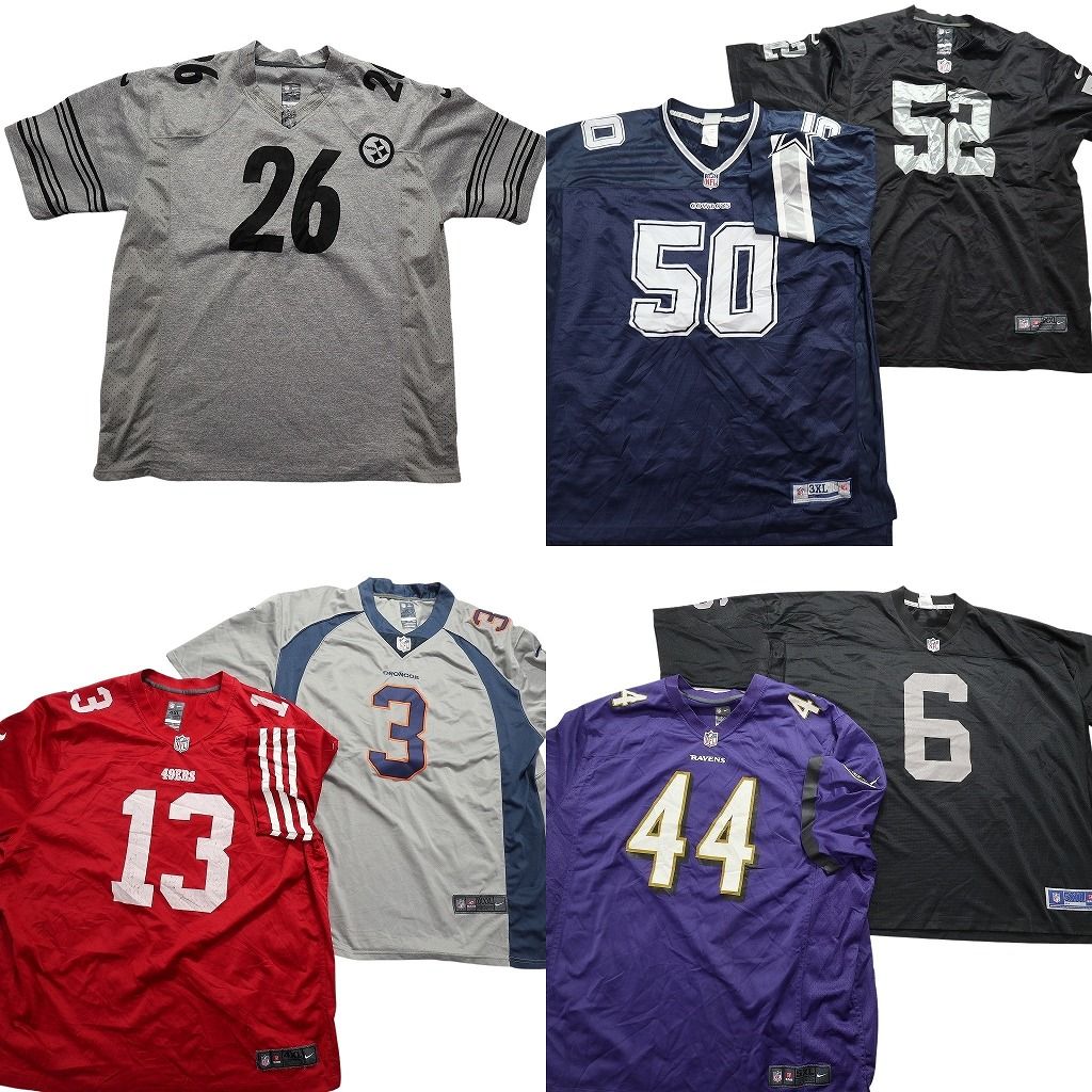 古着卸 NFL ゲームシャツ ユニフォーム 7枚セット メンズ 3XL |4XL |5XL ナイキ スティーラーズ 古着 NA6216